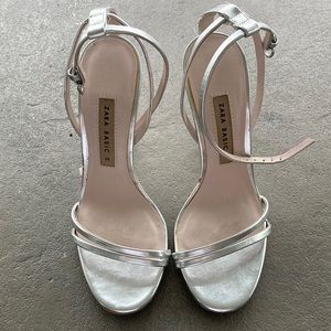 Zara silver strappy heels